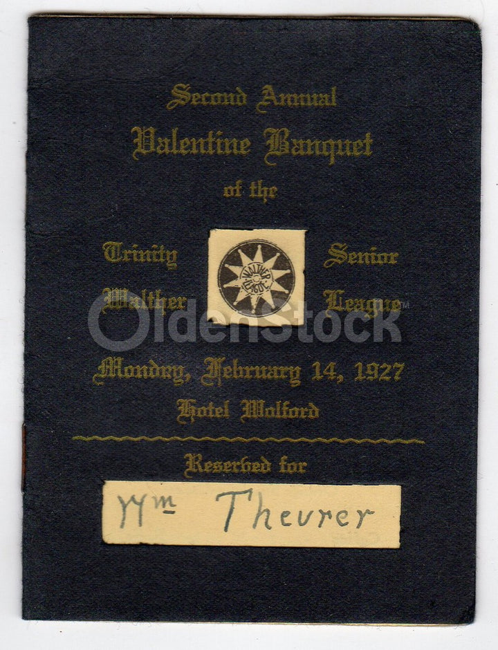 Trinity Mather School Hotel Wolford Illinois Valentine's Dance Antique Dinner Menu