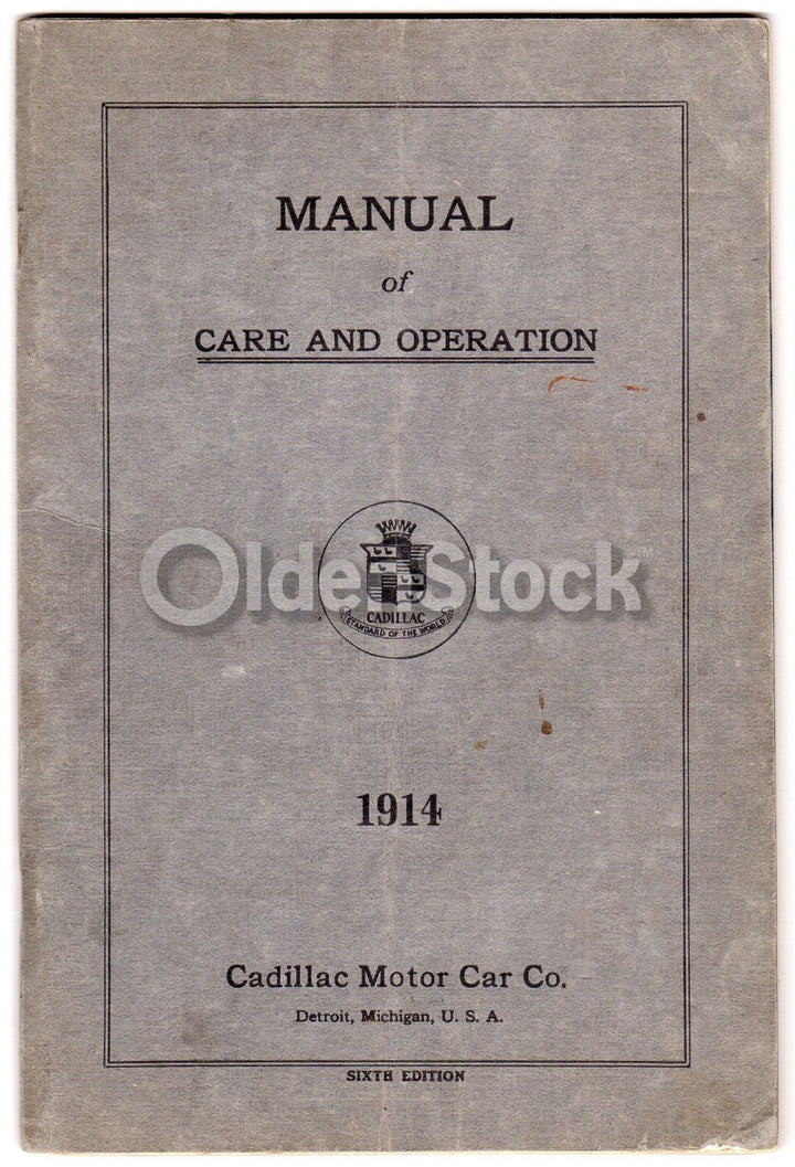 Cadillac Motor Car Company Detroit Michigan Antique Cadillac Car Operator Manual 1914
