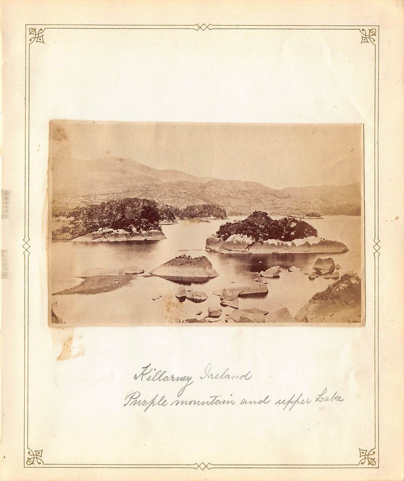 Killarney Ireland Purple Mountain Coastal Scene Antique Albumen Print Art Photo c.1900