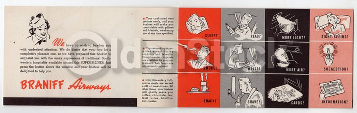 Braniff Airlines Southwestern Hospitality Vintage Graphic Advertising Booklet