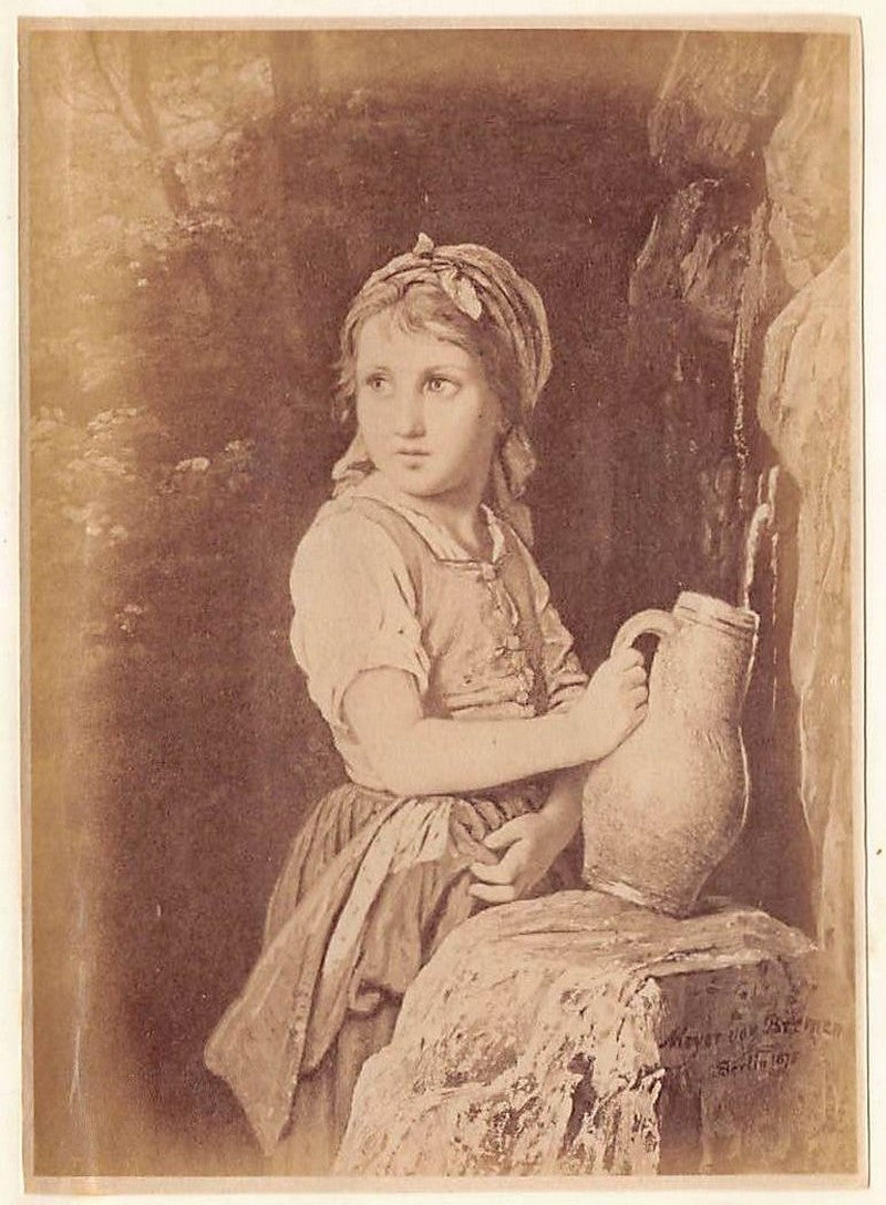 Meyer von Bremen Girl at the Well Painting Antique Albumen Print Photo c.1900