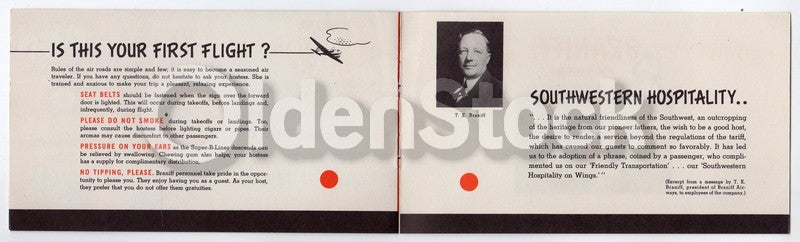 Braniff Airlines Southwestern Hospitality Vintage Graphic Advertising Booklet