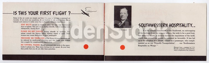 Braniff Airlines Southwestern Hospitality Vintage Graphic Advertising Booklet