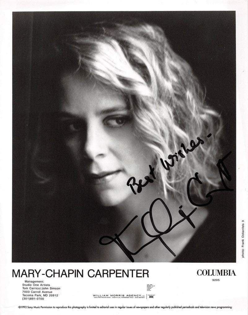 Mary Chapin Carpenter Country Music Singer Original Autograph Signed Columbia Records Photo