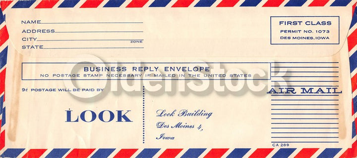 Continental Airlines Look Magazine Air Mail Vintage Graphic Advertising Postal Cover