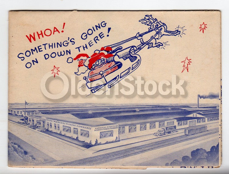 National Furniture Company Wharton Texas Vintage Santa Claus Christmas Greeting