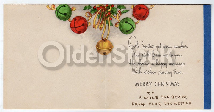 Santa Clause Telephone Call for You Vintage Graphic Art Christmas Greeting Card