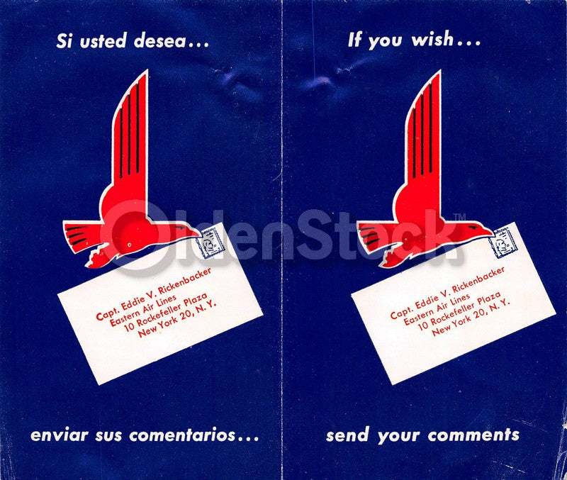 Eddie Rickenbacker Eastern Airlines Vintage Graphic Advertising Brochure Flyer