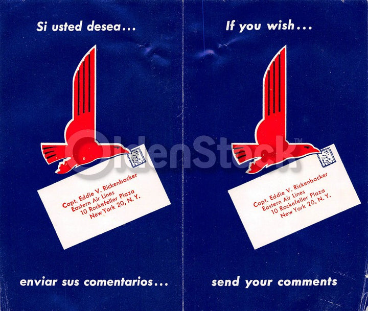 Eddie Rickenbacker Eastern Airlines Vintage Graphic Advertising Brochure Flyer