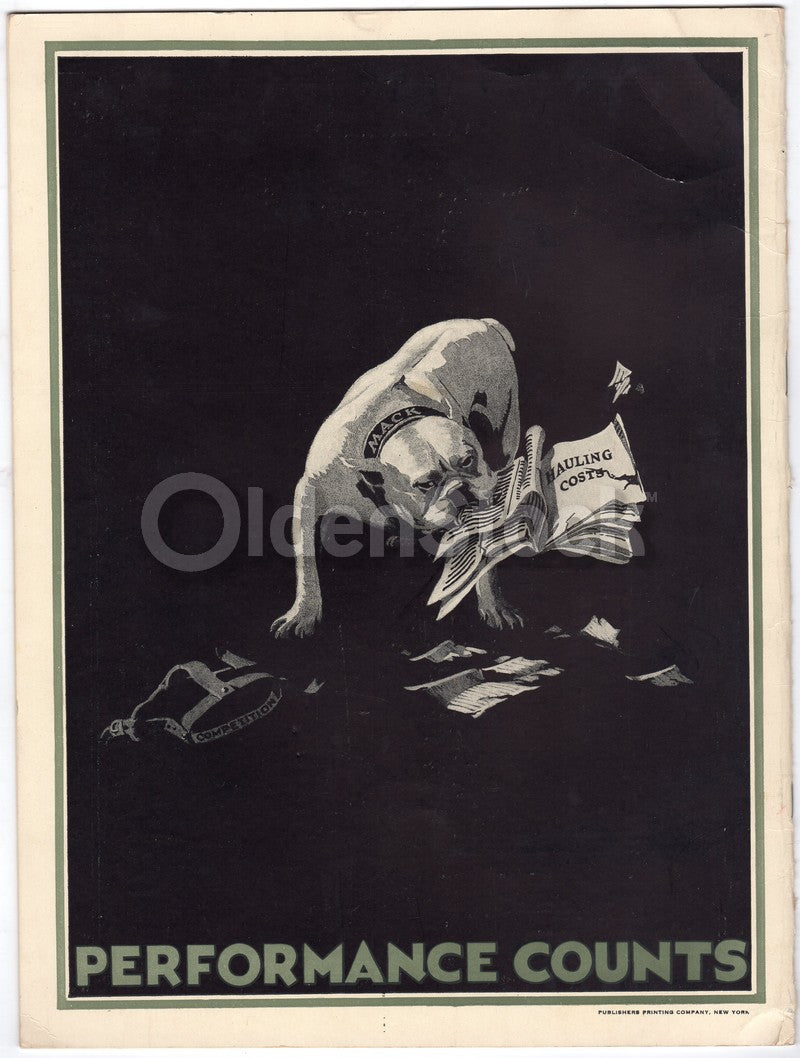 Mack Trucks Bulldog WWI Service Trucks Antique Graphic Advertising Brochure 1921