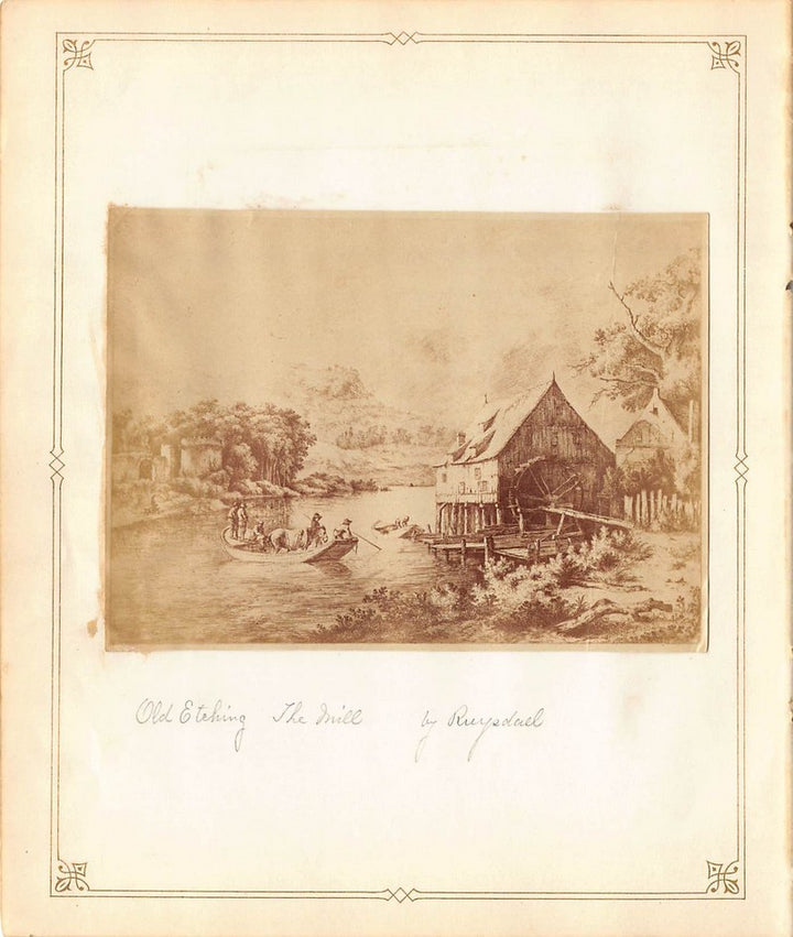 Jean Jacques Boissieu Water Mill Etching Antique Albumen Print Photo c.1900