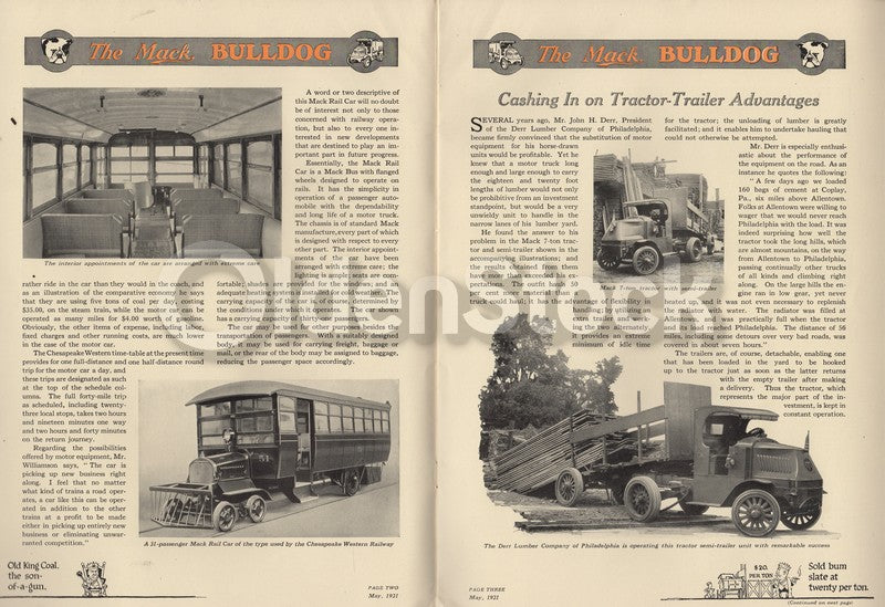 Mack Trucks Bulldog WWI Service Trucks Antique Graphic Advertising Brochure 1921