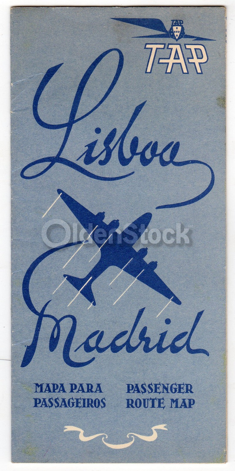 TAP Air Portugal Lisbon to Madrid Flights Vintage Advertising Brochure Map