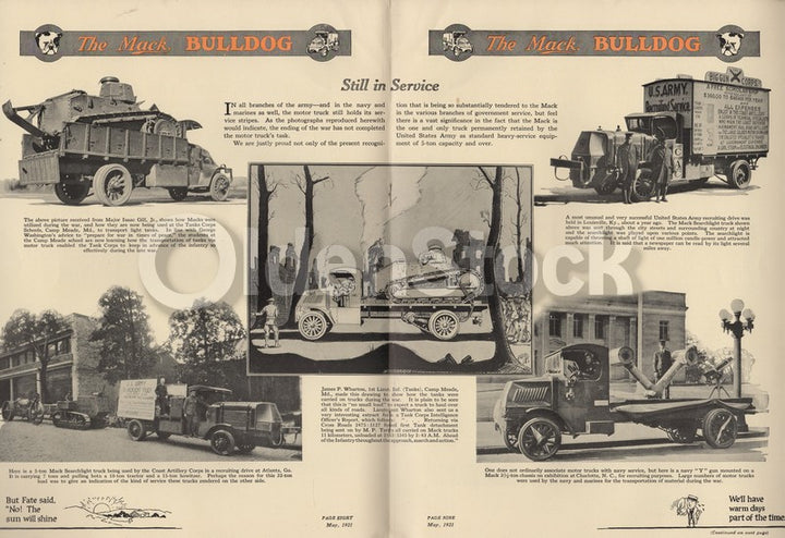 Mack Trucks Bulldog WWI Service Trucks Antique Graphic Advertising Brochure 1921