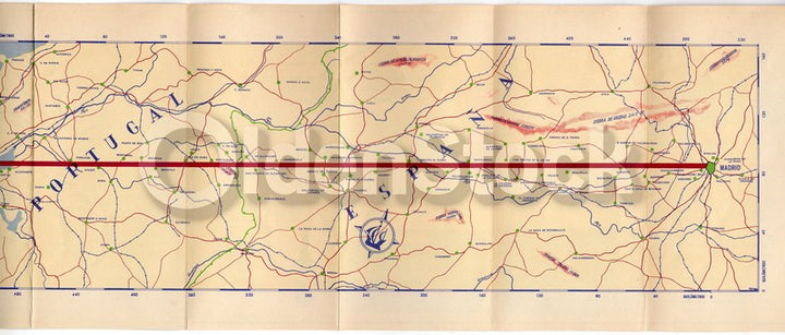 TAP Air Portugal Lisbon to Madrid Flights Vintage Advertising Brochure Map