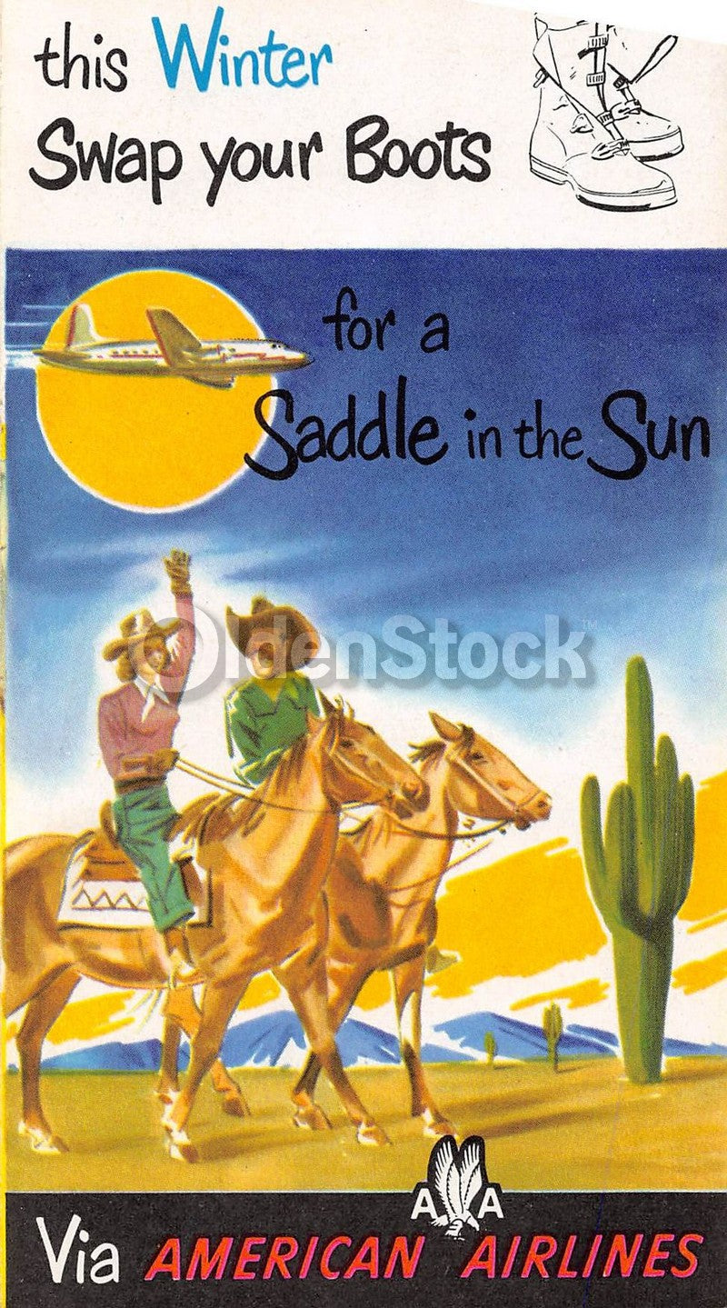 American Airlines West Coast Cowboy Vacations Graphic Advertising Brochure