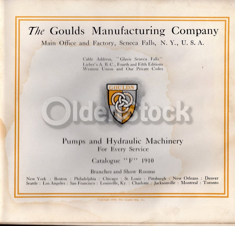 Goulds Manufacturing Company Seneca Falls NY Antique Plumbing Fixtures Catalog