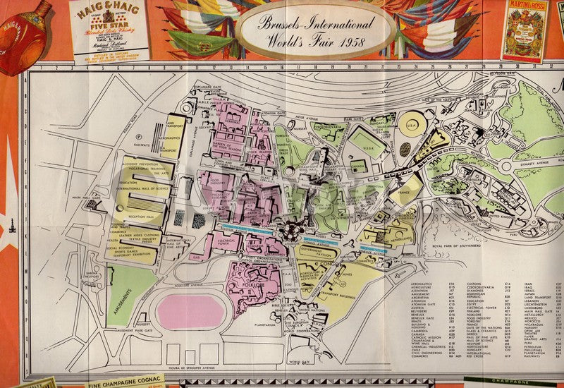 Sabena Belgian Airlines Brussels World's Fair Map Vintage Advertising Brochure