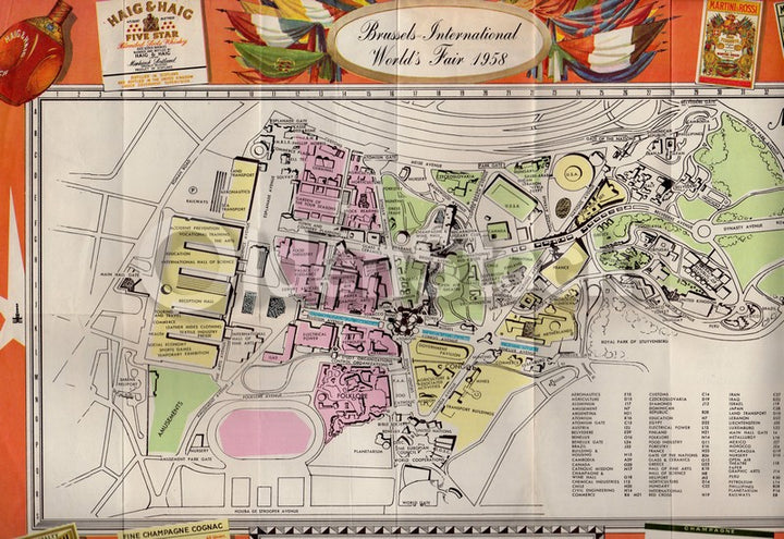 Sabena Belgian Airlines Brussels World's Fair Map Vintage Advertising Brochure