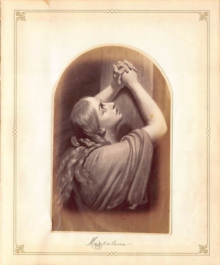Mary Magdalene Praying Old Master Painting Antique Albumen Print Photo c.1900