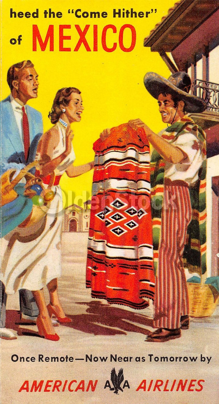 American Airlines Mexico Mexicans Vacations Vintage Graphic Advertising Brochure
