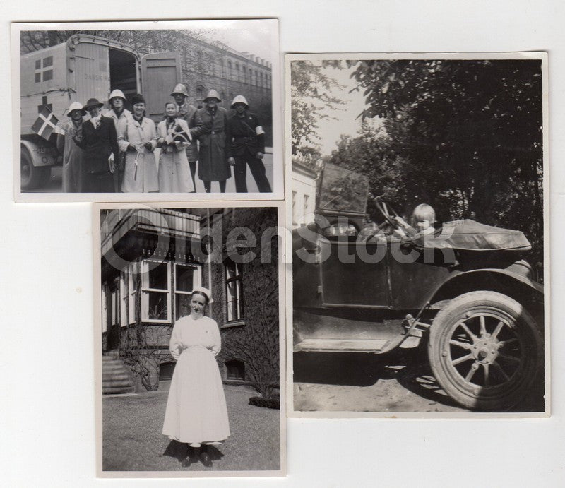 Danish Red Cross Nurses in Uniform Vintage 1940s Medical Snapshot Photos lot