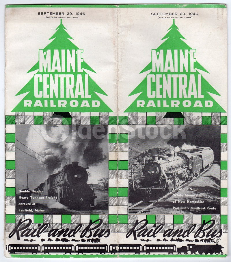 Maine Central Railroad & Bus Vintage 1940s Timetable Rates Brochure