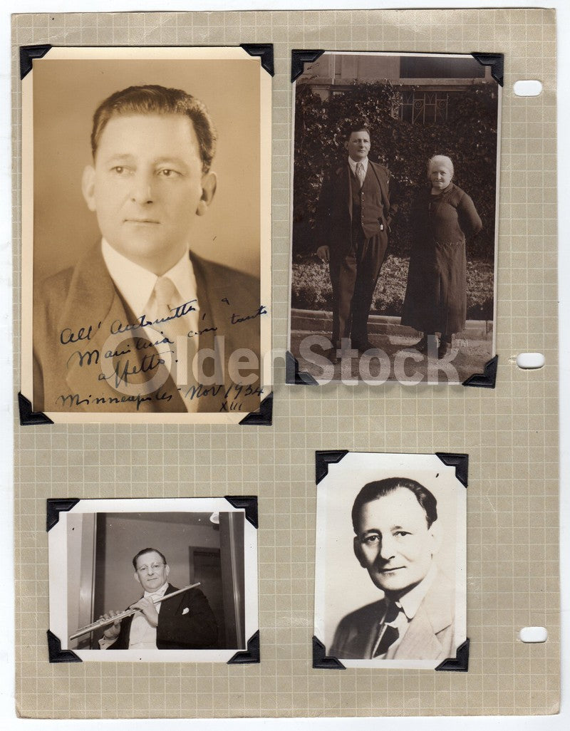 Minneapolis Minnesota Classical Orchestra Flute Musician Antique Snapshot Photos lot
