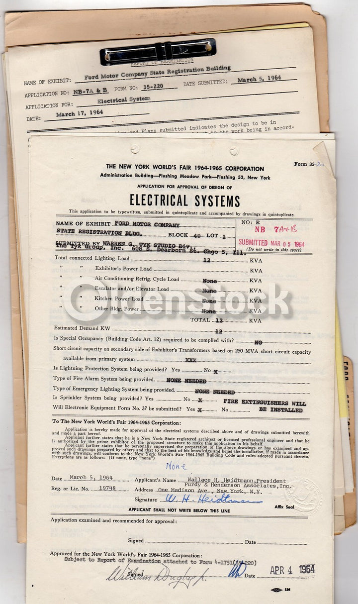 World's Fair 1964 Ford Motor Company Registration Booths Original Work Documents