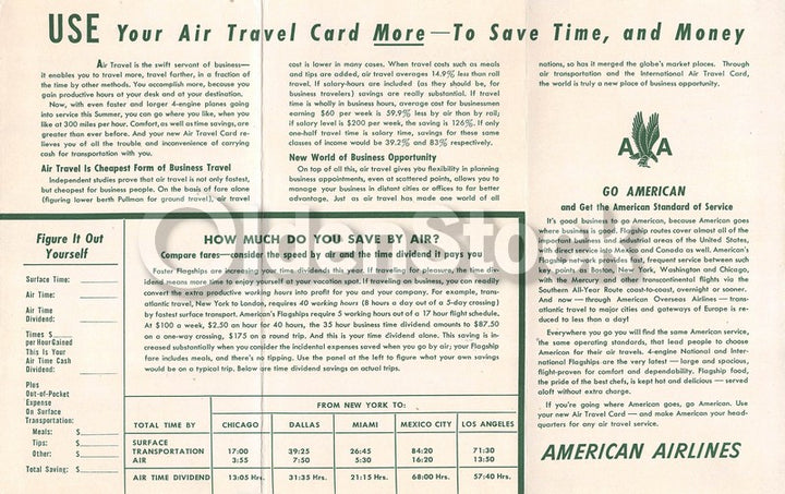 American Airlines Air Travel Club Card Vintage Graphic Advertising Brochure