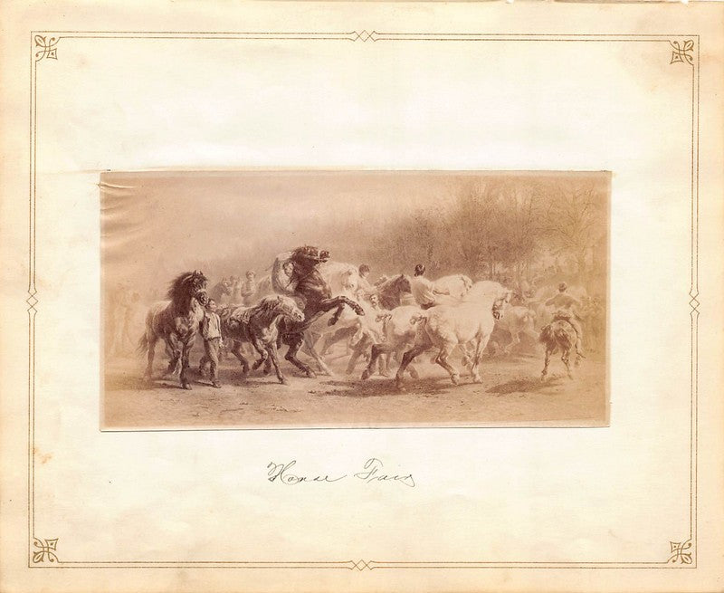 Rosa Bonheur Horse Fair Wildlife Painting Antique Albumen Print Photo c.1900