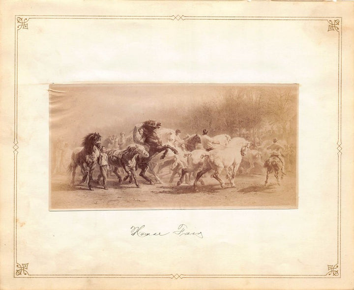 Rosa Bonheur Horse Fair Wildlife Painting Antique Albumen Print Photo c.1900