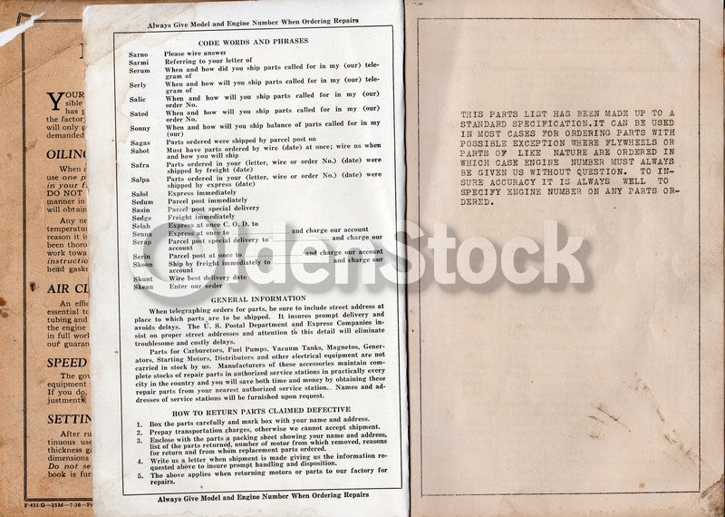 Waukesha Motor Company Wisconsin Antique Auto Repair Parts List Manual 1934