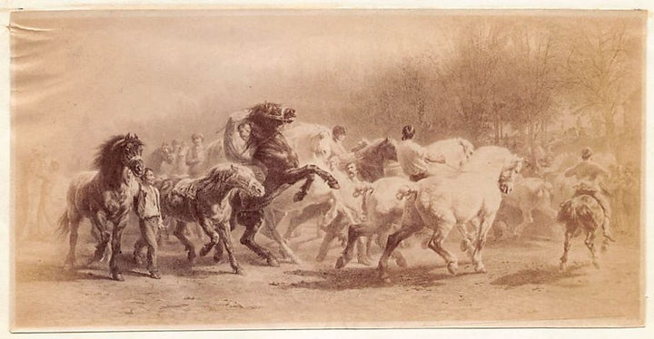 Rosa Bonheur Horse Fair Wildlife Painting Antique Albumen Print Photo c.1900