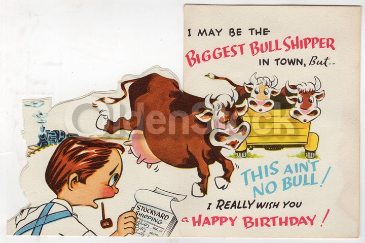 Big Liar Humor Full of BS Vintage Graphic Art Birthday Greeting Card