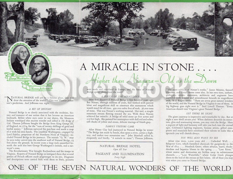 Natural Bridge Virginia Vacations Antique Graphic Advertising Poster Brochure