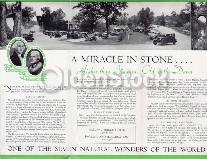 Natural Bridge Virginia Vacations Antique Graphic Advertising Poster Brochure