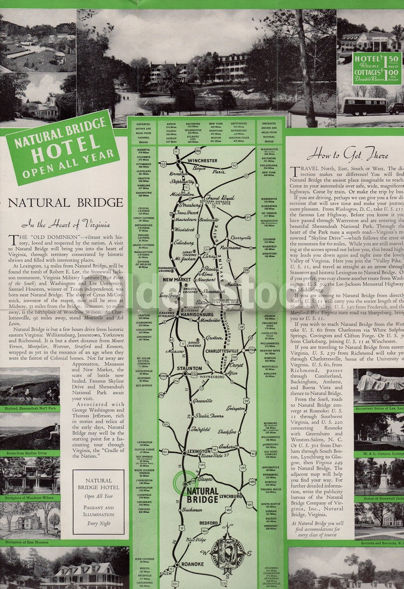 Natural Bridge Virginia Vacations Antique Graphic Advertising Poster Brochure