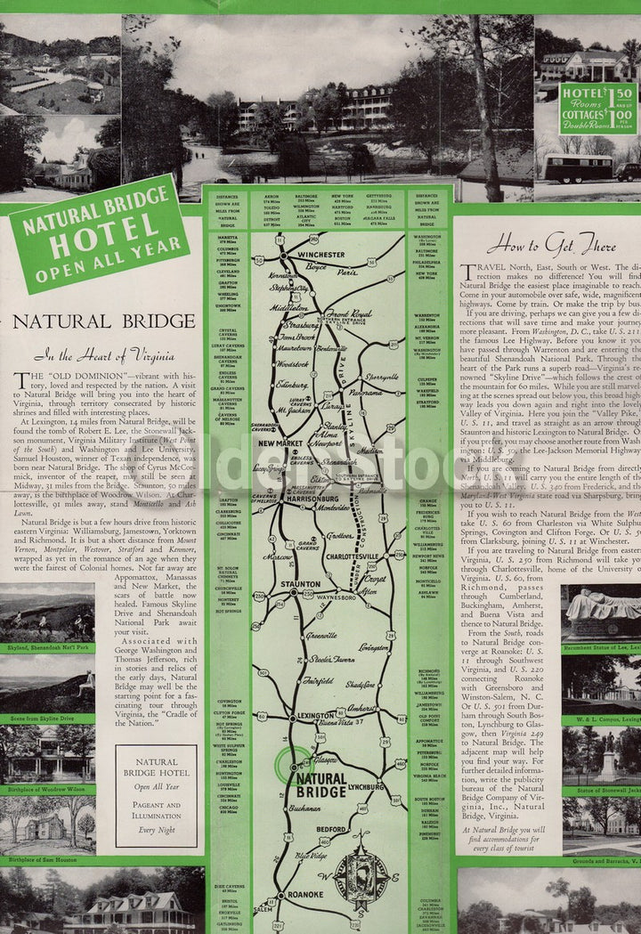 Natural Bridge Virginia Vacations Antique Graphic Advertising Poster Brochure