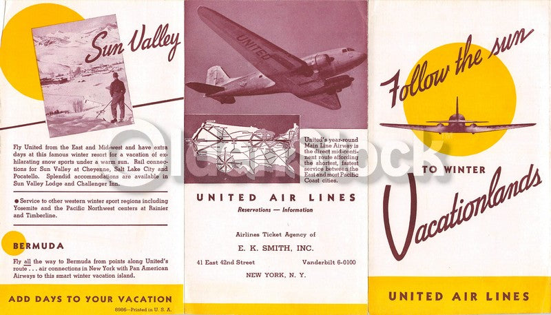 United Airlines Sunny California Vacations Vintage Graphic Advertising Brochure