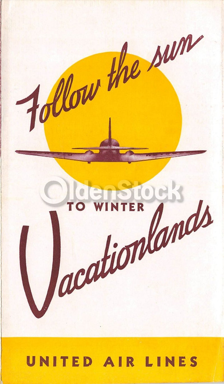 United Airlines Sunny California Vacations Vintage Graphic Advertising Brochure
