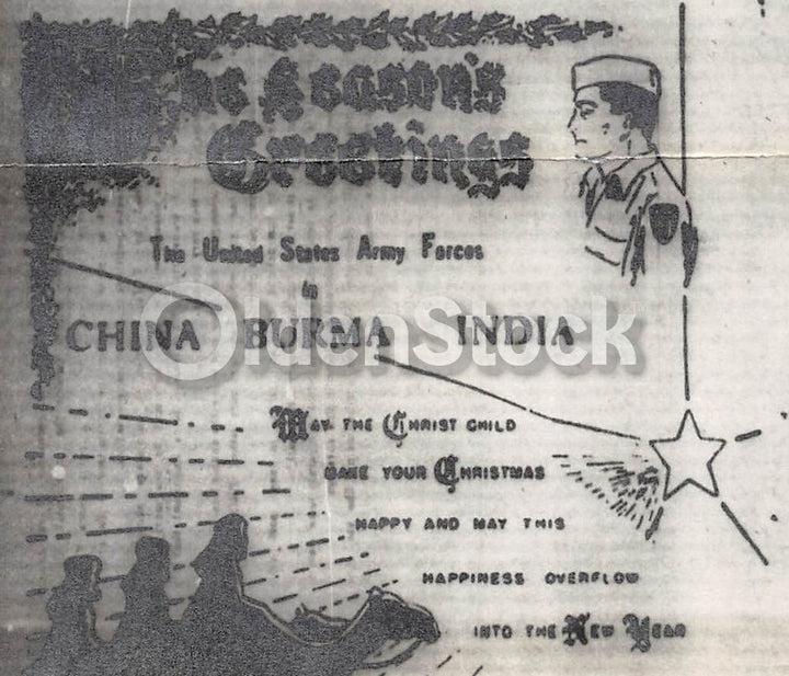 Christmas Greetings from China Burma India Vintage WWII Graphic V-Mail Letter