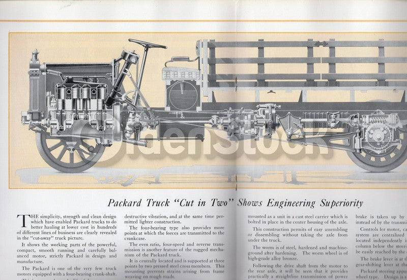 Packard Automobile Trucks Large Antique Lithograph Advertising Brochure Book