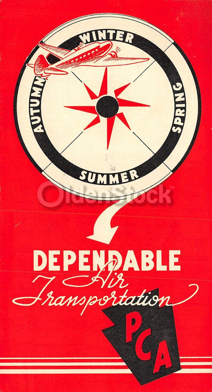 Pennsylvania Central Airlines Secure Flights Vintage Graphic Advertising Brochur