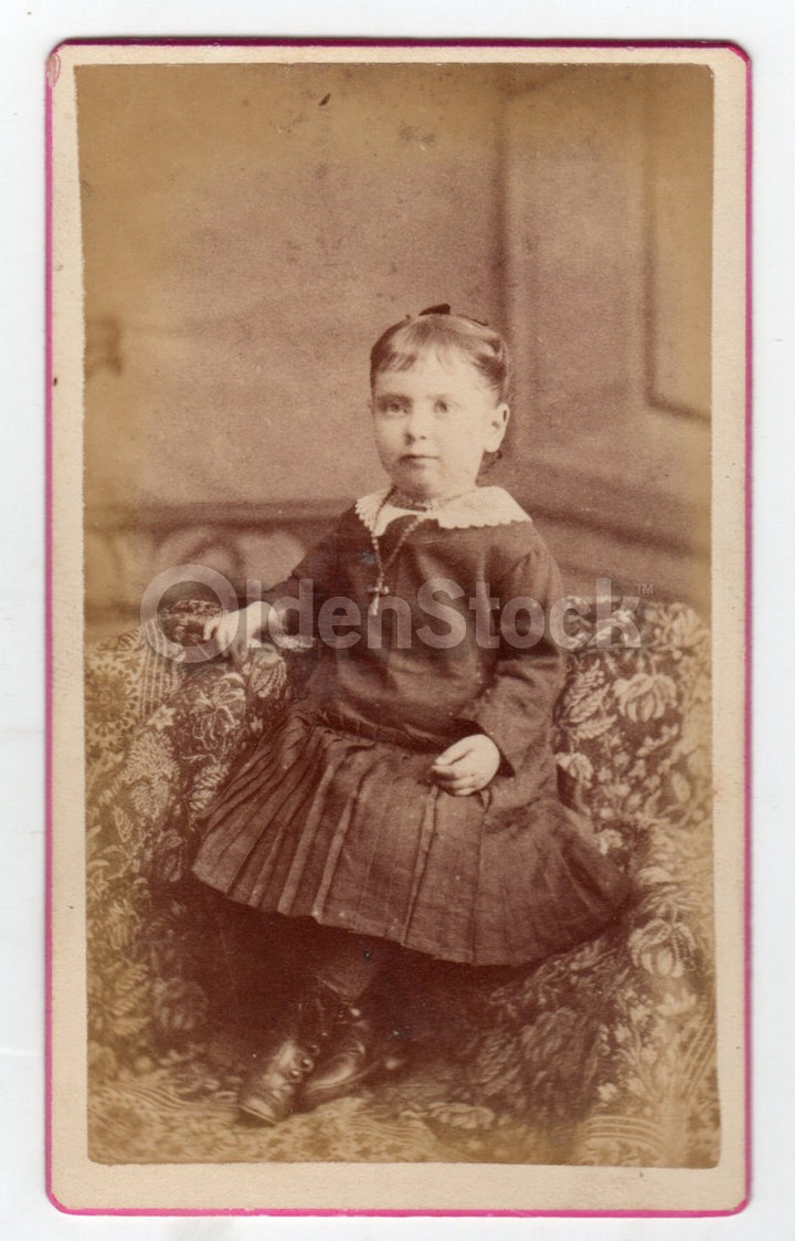 Darling Victorian Boy & Girl with Christian Crosses Toledo Iowa Antique CDV Phot