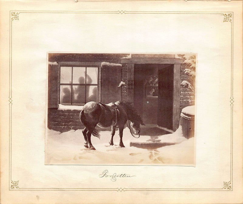Sheahan 'Forgotten' Horse Temperance Painting Antique Albumen Print Photo c.1900
