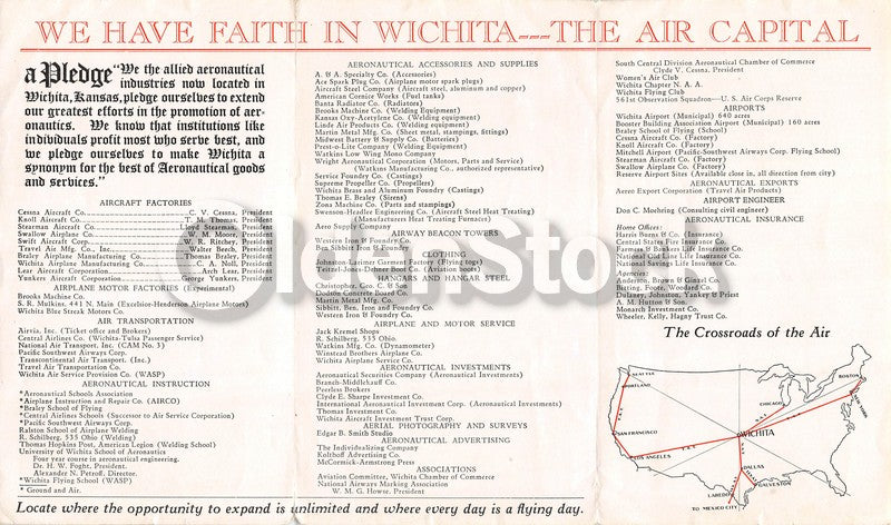 Wichita Kansas Airport Aviation Flight Guide Vintage Advertising Brochure