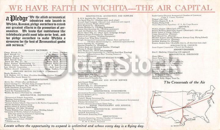 Wichita Kansas Airport Aviation Flight Guide Vintage Advertising Brochure