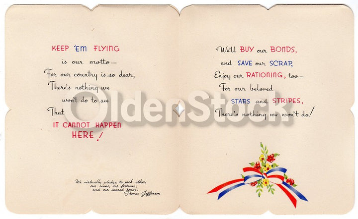 US Air Force Flying Thomas Jefferson Quote Vintage WWII Military Service Soldier