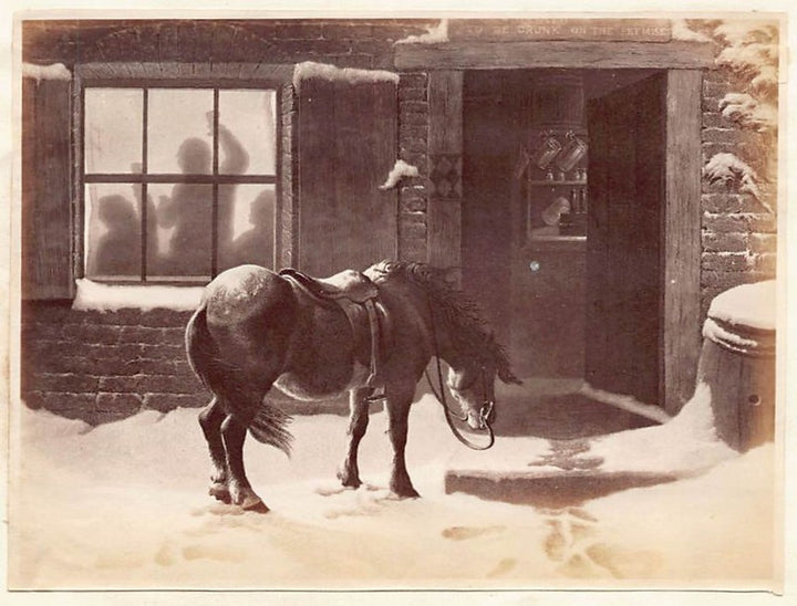 Sheahan 'Forgotten' Horse Temperance Painting Antique Albumen Print Photo c.1900